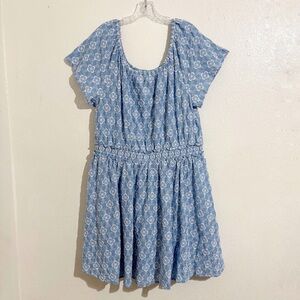 Boden‎ Scoop Neck Embroidered Mini Dress in Blue & White Floral